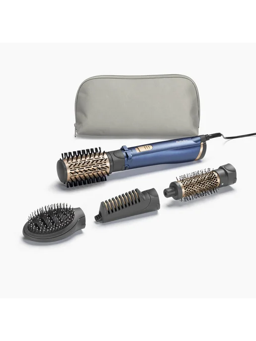 babyliss Фен щетка для волос с вращением проффесиональный стайлер, синий, фото 8