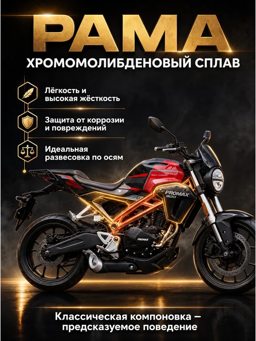 promax Мотоцикл CB300 с ПТС, черный, фото 5