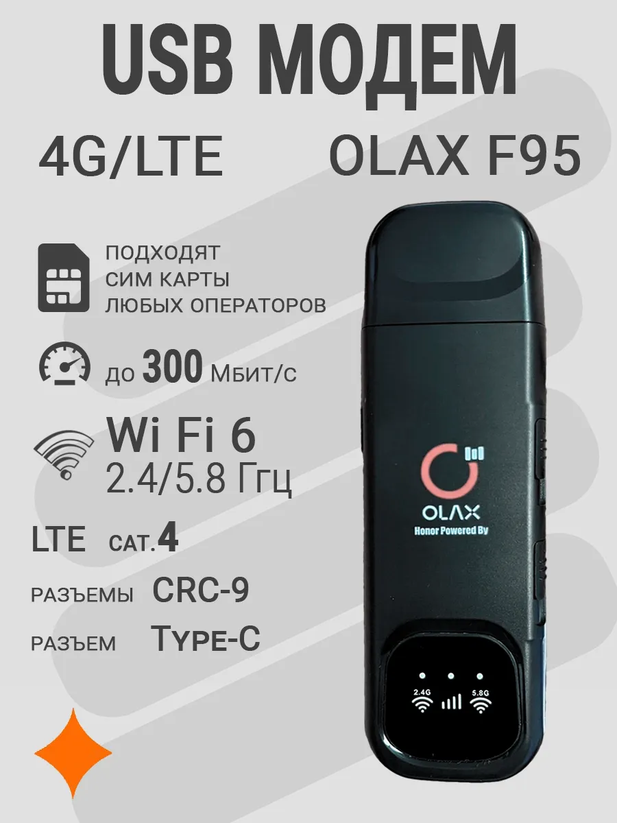USB модем 4G F95, Wi-Fi 2,4/5,8ГГц, под любую сим карту