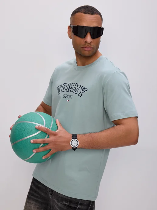 Tommy Sport Футболка мужская с принтом, зеленый, фото 2
