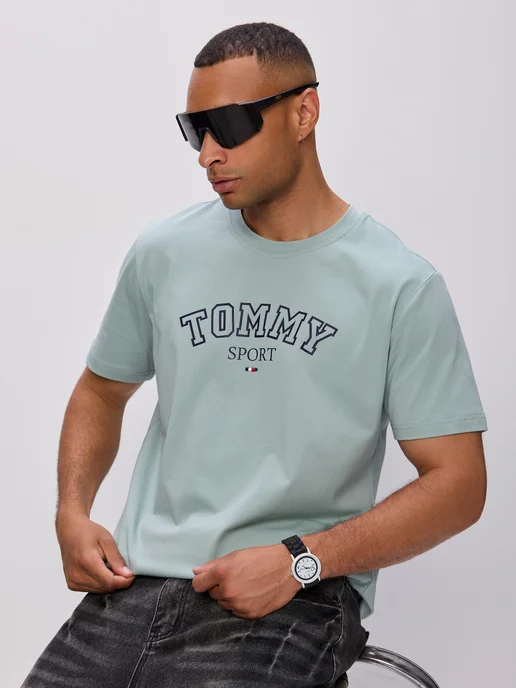 Tommy Sport Футболка мужская с принтом, зеленый, фото 7