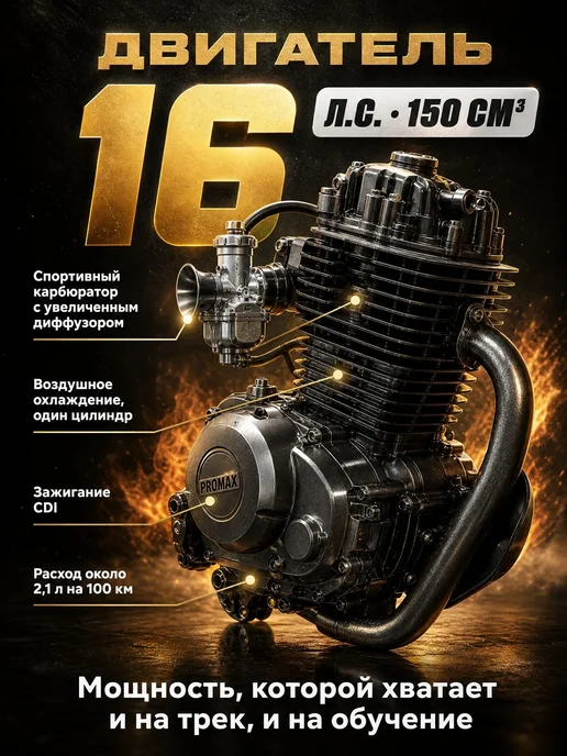 Питбайк PROMAX FIDET 190e PRO, желтый, фото 3