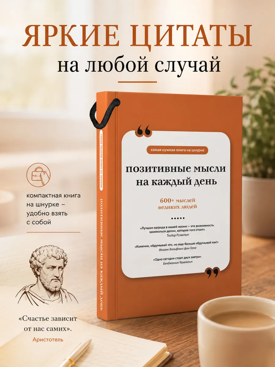 Позитивные мысли на каждый день. Книга на шнурке