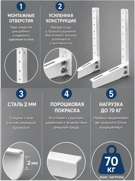 Кронштейн для кондиционера 453x450мм разборный, сталь 2мм, 453x450 мм, фото 2