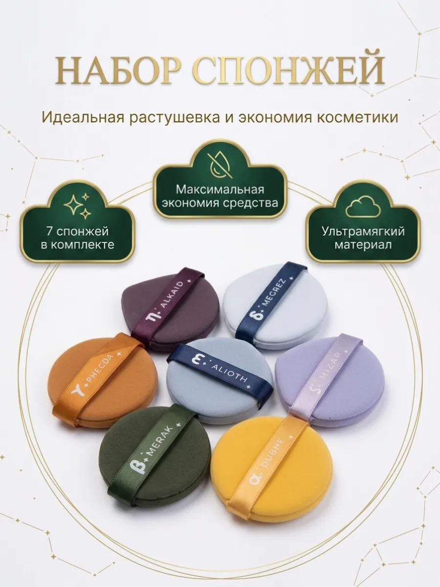Спонжи пуховки для макияжа в футляре