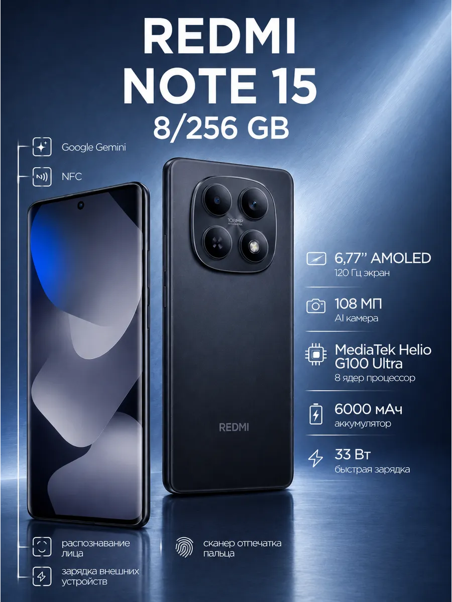 Смартфон Redmi Note 15 8 256Gb