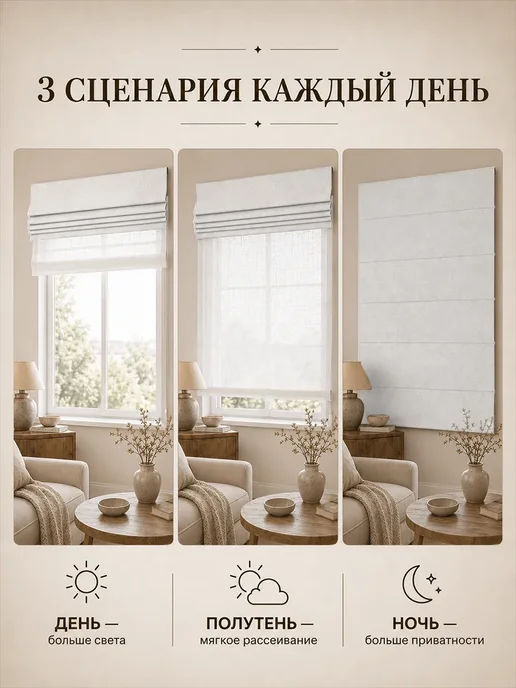 Pasionaria Римская штора блэкаут 140х175 канвас, 100x160, фото 4