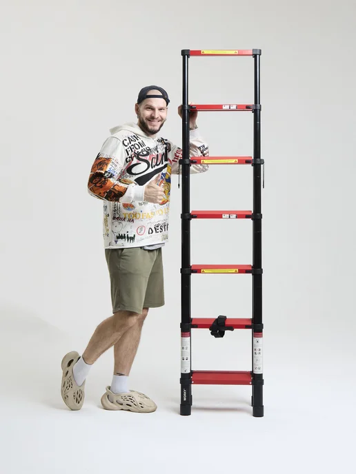 WORKY Стремянка телескопическая PRO 6+7 ступ. (1.7м+2.0м), 1,7 м, 2 м, фото 6