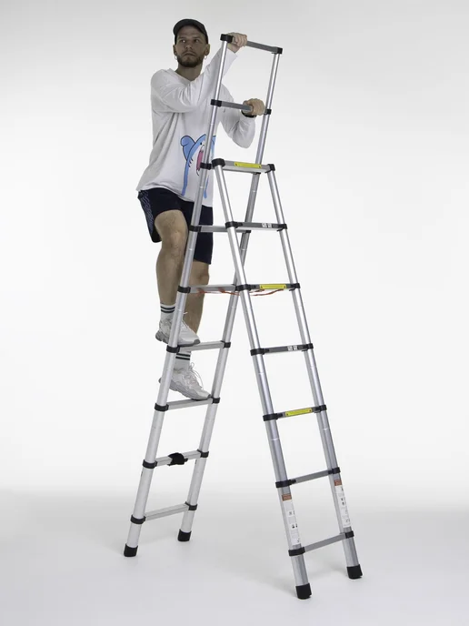 WORKY Лестница стремянка PRO 3,6м 7.2м, 9+9 ступеней, 2,6 м, 2 м, фото 2