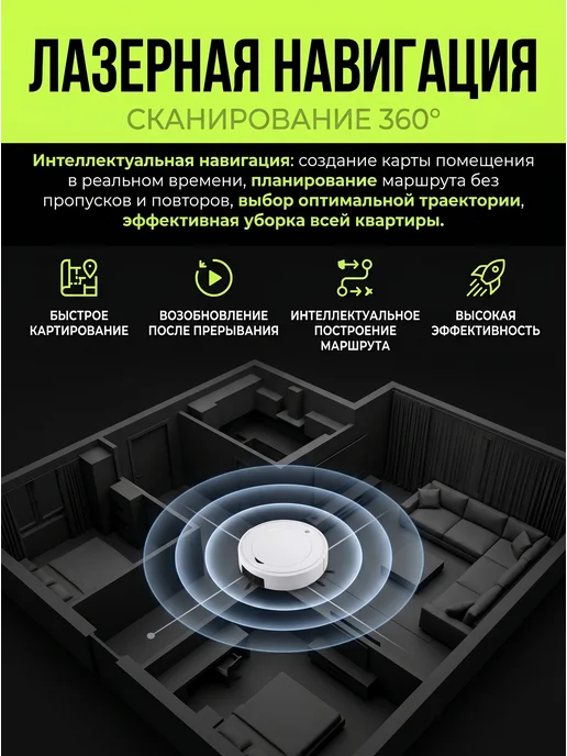 Робот-пылесос моющий для дома с влажной, сухой уборкой, белый, фото 7