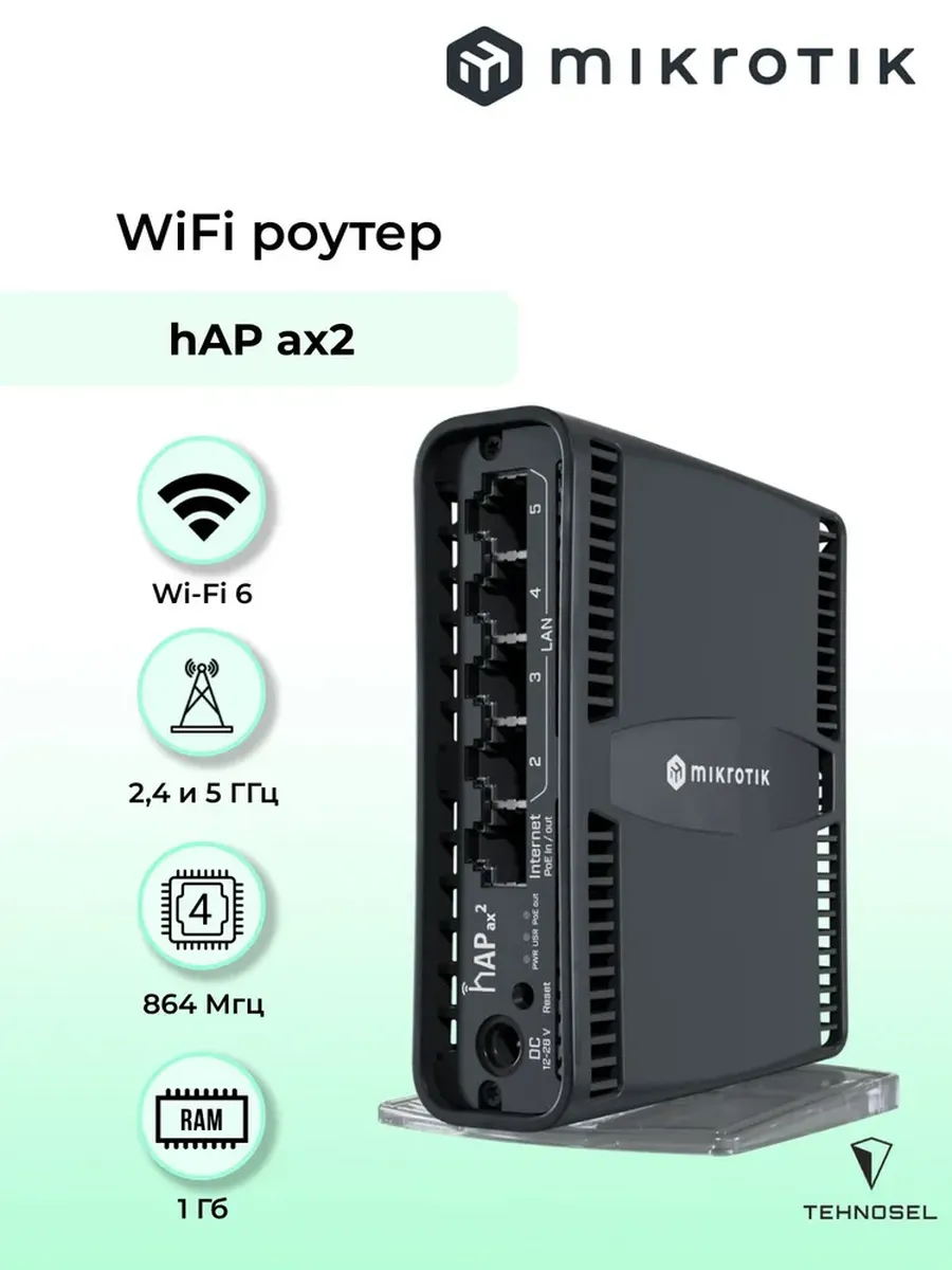 Маршрутизатор MikroTik hAP ax2 (C52iG-5HaxD2HaxD-TC)