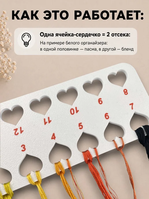 Органайзер для мулине на 20 ячеек, деление пасма бленд, красный, фото 2