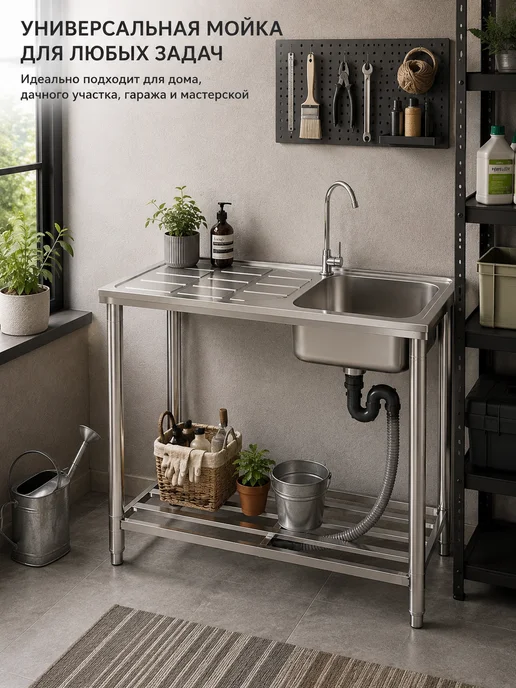 Мойка из нержавеющей стали, серый, фото 4