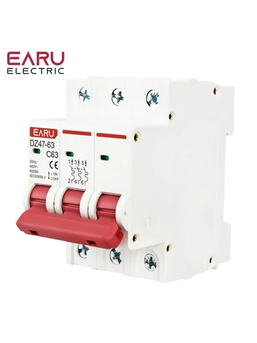 EARU Автоматический выключатель EARUELECTRIC DZ47-63, 16А, 3 полю, EARUELECTRIC 16А 3 полю, фото 6
