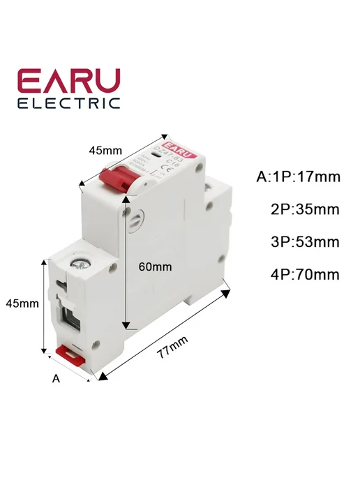 EARU Автоматический выключатель EARUELECTRIC DZ47-63, 16А, 3 полю, 2P 40A EARUELECTRIC, фото 2
