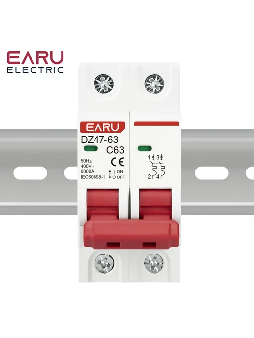 EARU Автоматический выключатель EARUELECTRIC DZ47-63, 16А, 3 полю, EARUELECTRIC 3 полюса 6, фото 5