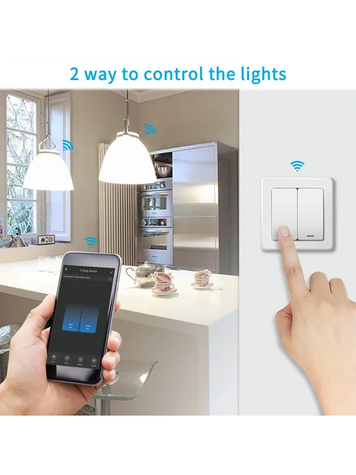 LoraTap Двухклавишный Wi-Fi выключатель, 2шт, 4 шт, фото 3