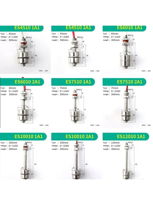Датчик уровня воды ELECALL ES6010 2A1, 60 мм, ES20010 200mm, фото 7