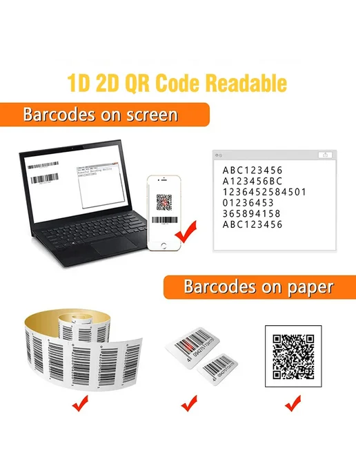 HSTEM Беспроводной проводной сканер штрих-кодов 1D 2D QR A3D 2D Wi, вариант, фото 7