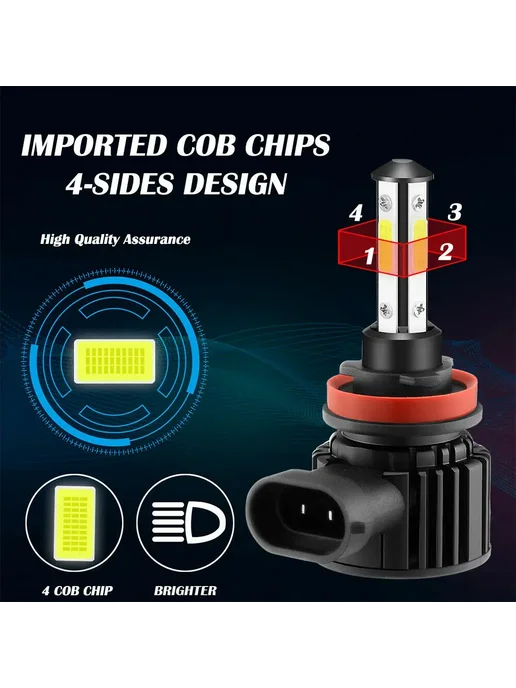 ASLENT H11 Автомобильные фары LED, ice blue 8000K, Red, синий, фото 5