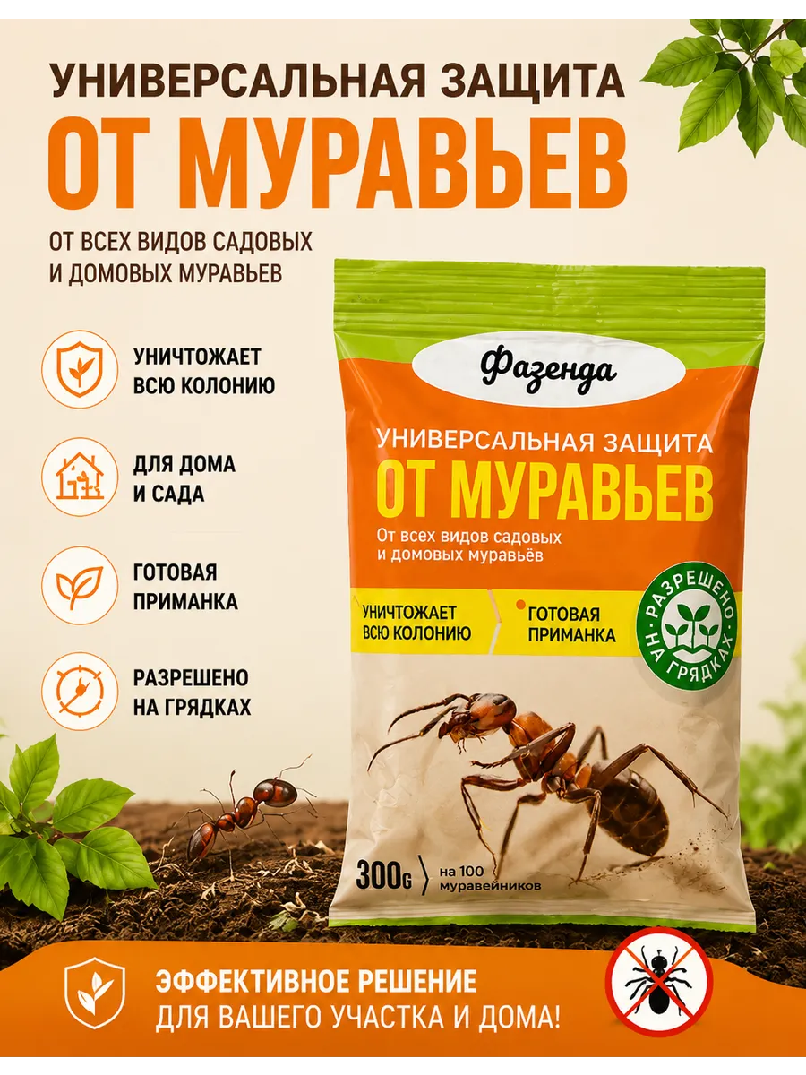Фазенда средство от муравьев 300 г для дома и сада