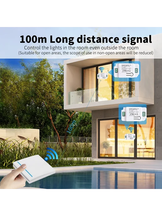 sixwgh Умный выключатель WiFi, белый, 1gang 1Receiver, черный, фото 5