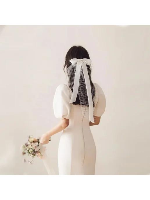Нет бренда Свадебная фата SLBRIDAL кружевная V664 White, белый, фото 2