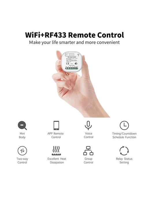 sixwgh Умный выключатель WiFi, белый, 1gang 1Receiver, белый, фото 3