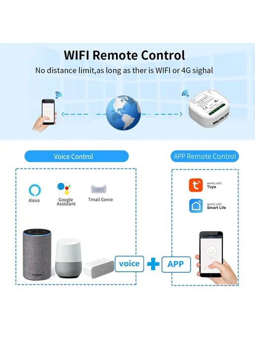sixwgh Умный выключатель WiFi, белый, 1gang 1Receiver, белый, фото 5