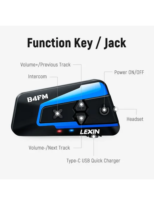 LEXIN Мотогарнитура B4FM-X с Bluetooth 5.0, водонепроницаема, вариант, фото 4