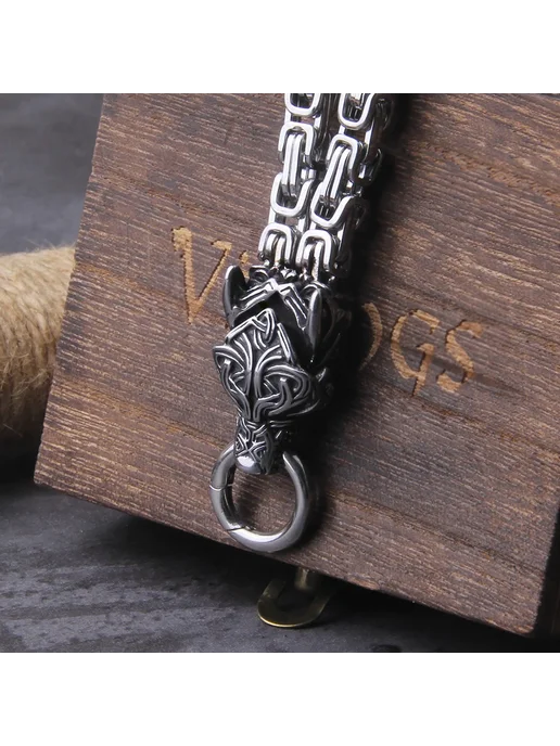 Vikings Jewelry Мужское ожерелье с волком из нержавеющей ста, вариант, фото 3
