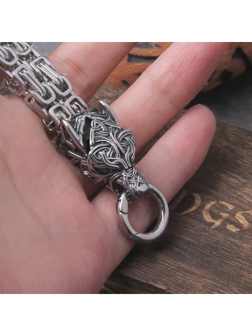 Vikings Jewelry Мужское ожерелье с волком из нержавеющей ста, вариант, фото 5