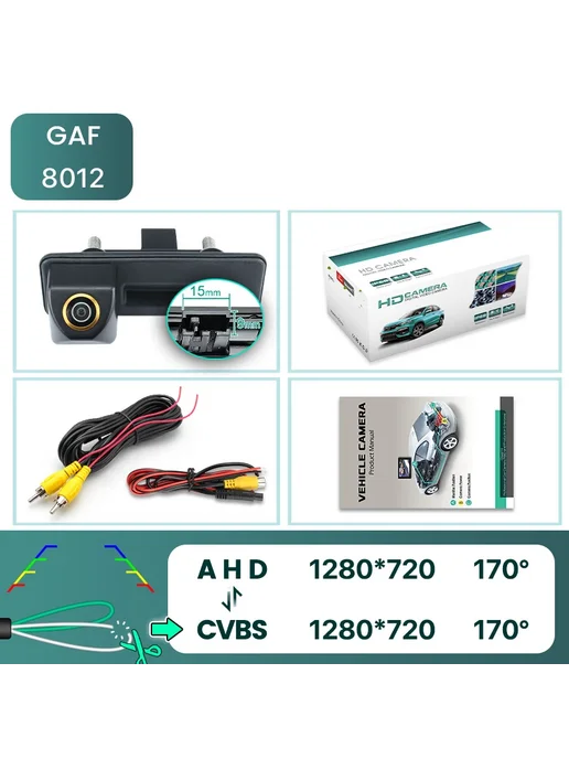 GreenYi Автокамера GAF 8012, 1280*720, 170°, AHD CVBS, 1280x720