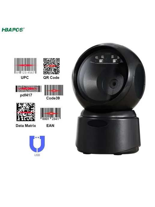 HBAPOS Сканер штрих-кодов 2D проводной HBA-6300, красный, фото 5