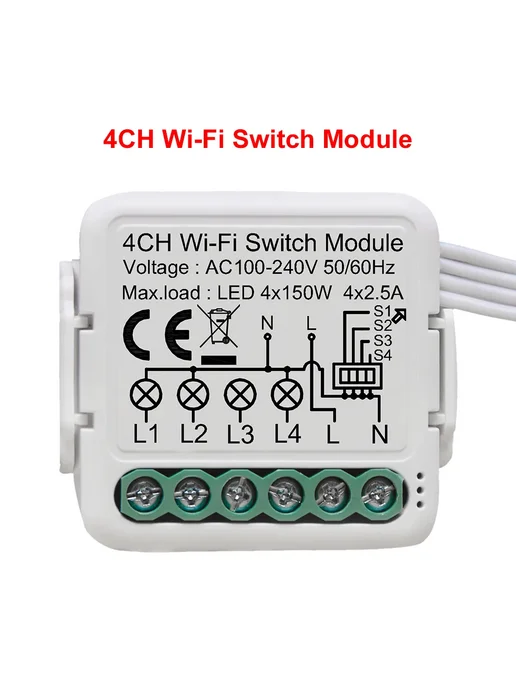 GIRIER 4CH Wi-Fi Модуль Переключателя, Цвет 4 Gang, вариант