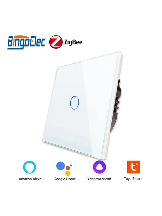 Bingoelec Сенсорный выключатель Zigbee, белый, 1gang, белый, фото 2