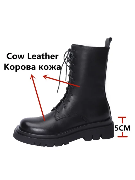 FEDONAS Женские ботильоны из натуральной кожи на платформе, черный, фото 3