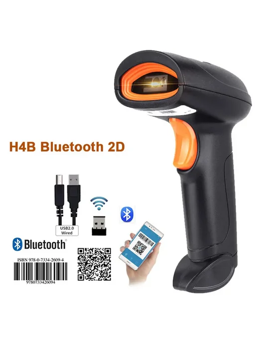 Holyhah Сканер штрих-кода H4B Bluetooth 2D, синий