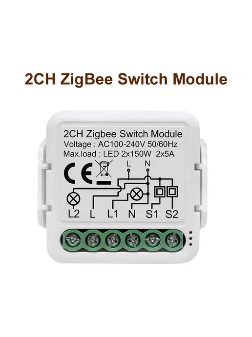 GIRIER 2CH ZigBee Switch Module, черный, черный
