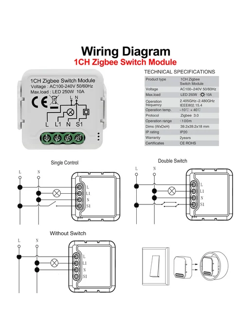 GIRIER 3CH ZigBee Switch Module, Синий, синий, фото 4