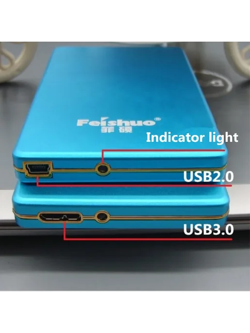 Feishuo Портативный внешний жесткий диск FUSB2.0 1 ТБ Синий, 1 ТБ, фото 7