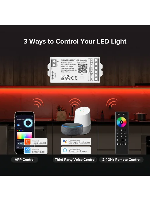 BTF-lighting RGBW контроллер Wi-Fi 12-24В, белый, фото 3