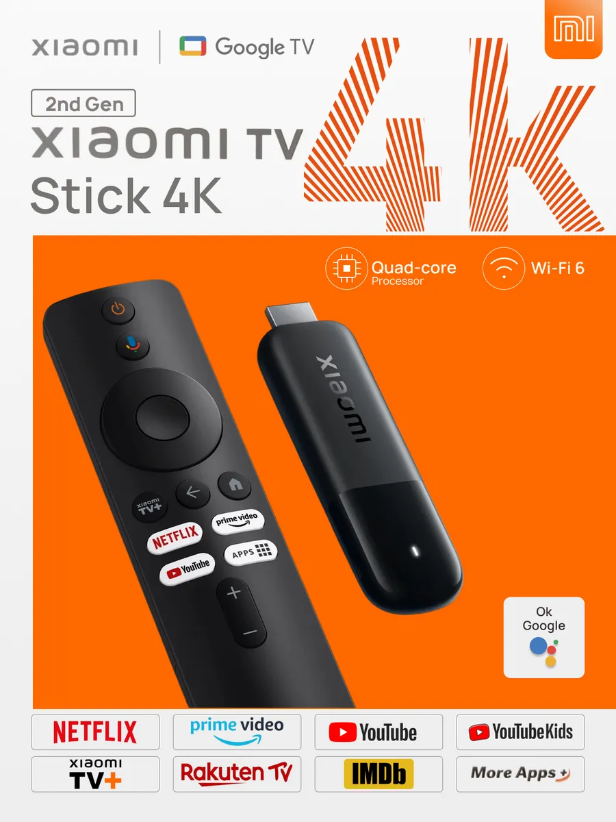 Смарт ТВ Приставка Mi TV Stick 2nd Gen 4K EU