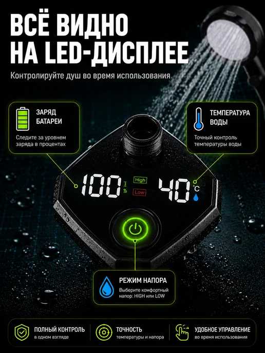 Душ походный Душ портативный для дачи походный аккумуляторный, вариант, фото 8