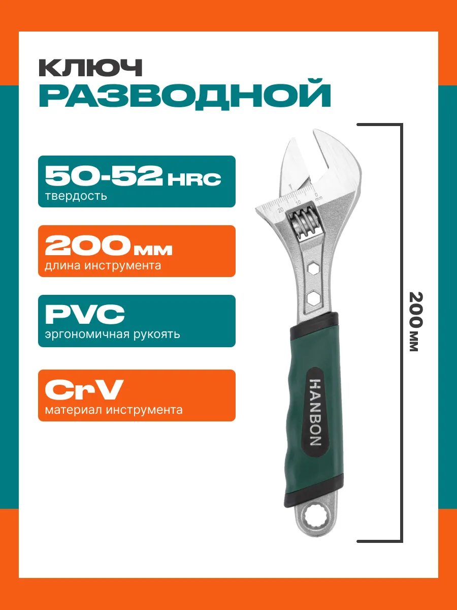 Разводной ключ 200 мм