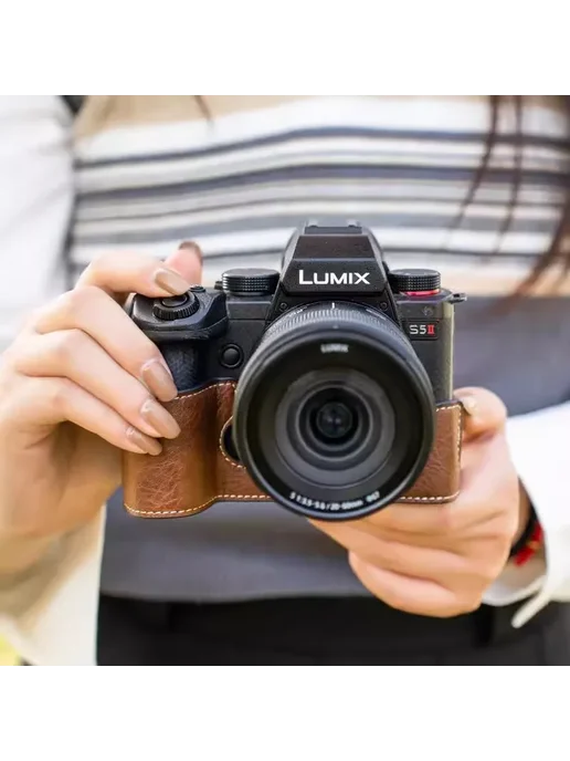 Andralyn Кожаная сумка для LUMIX S5 II S5M2 Шоколад, коричневый
