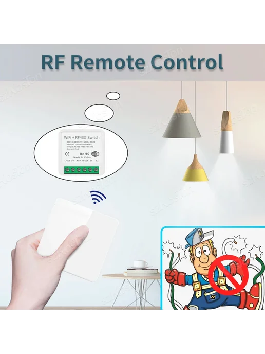 SZKOSTON Беспроводной умный выключатель для стены Wi-Fi+RF43, вариант, фото 4