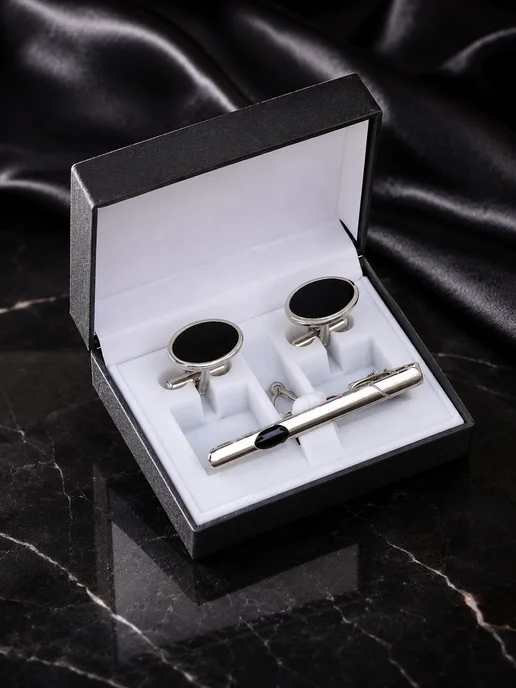 Jewelry Magic Запонки и зажим для галстука в подарочной упаковке, черный, фото 7