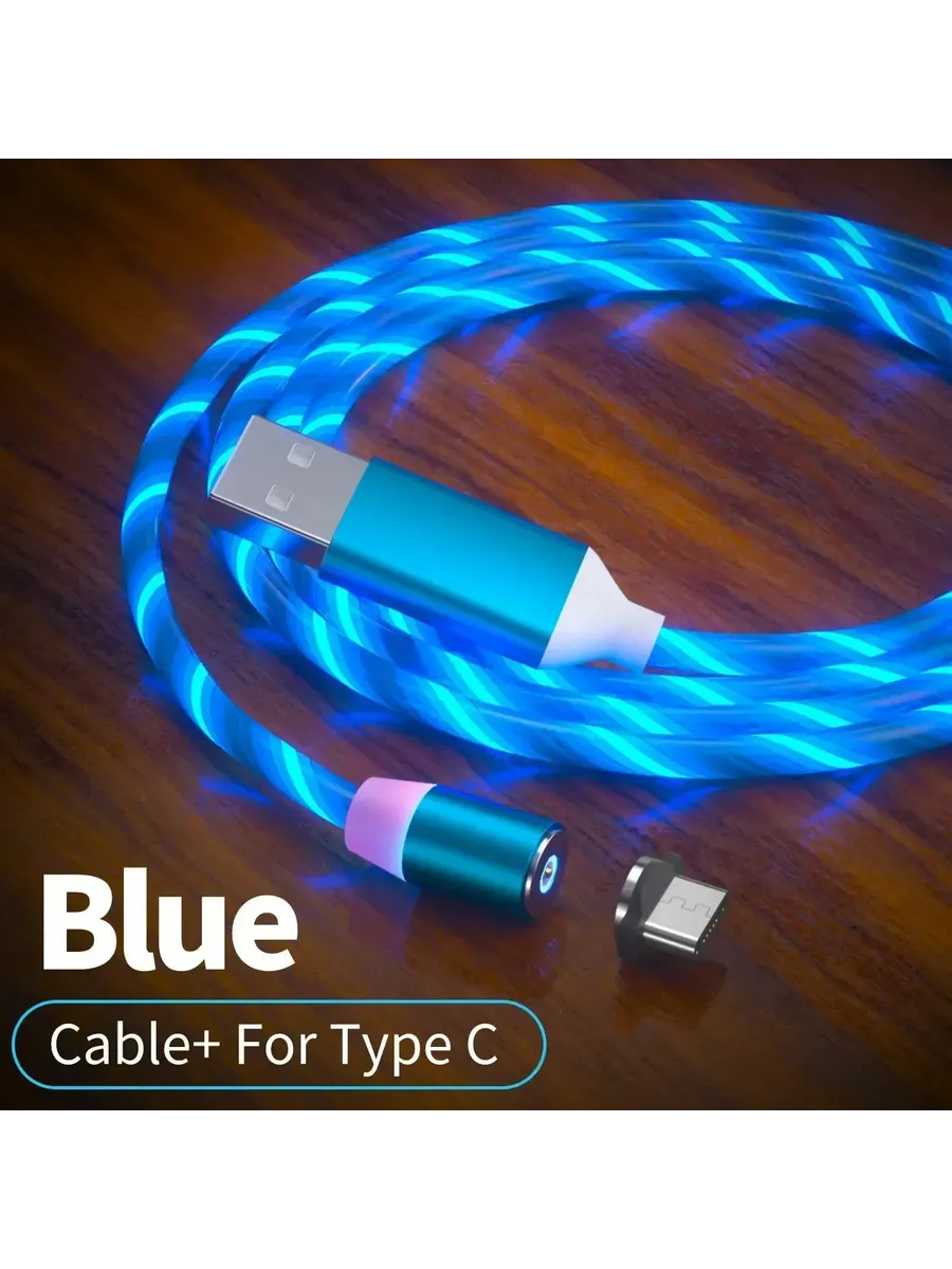 Светящийся USB Type-C кабель Blue