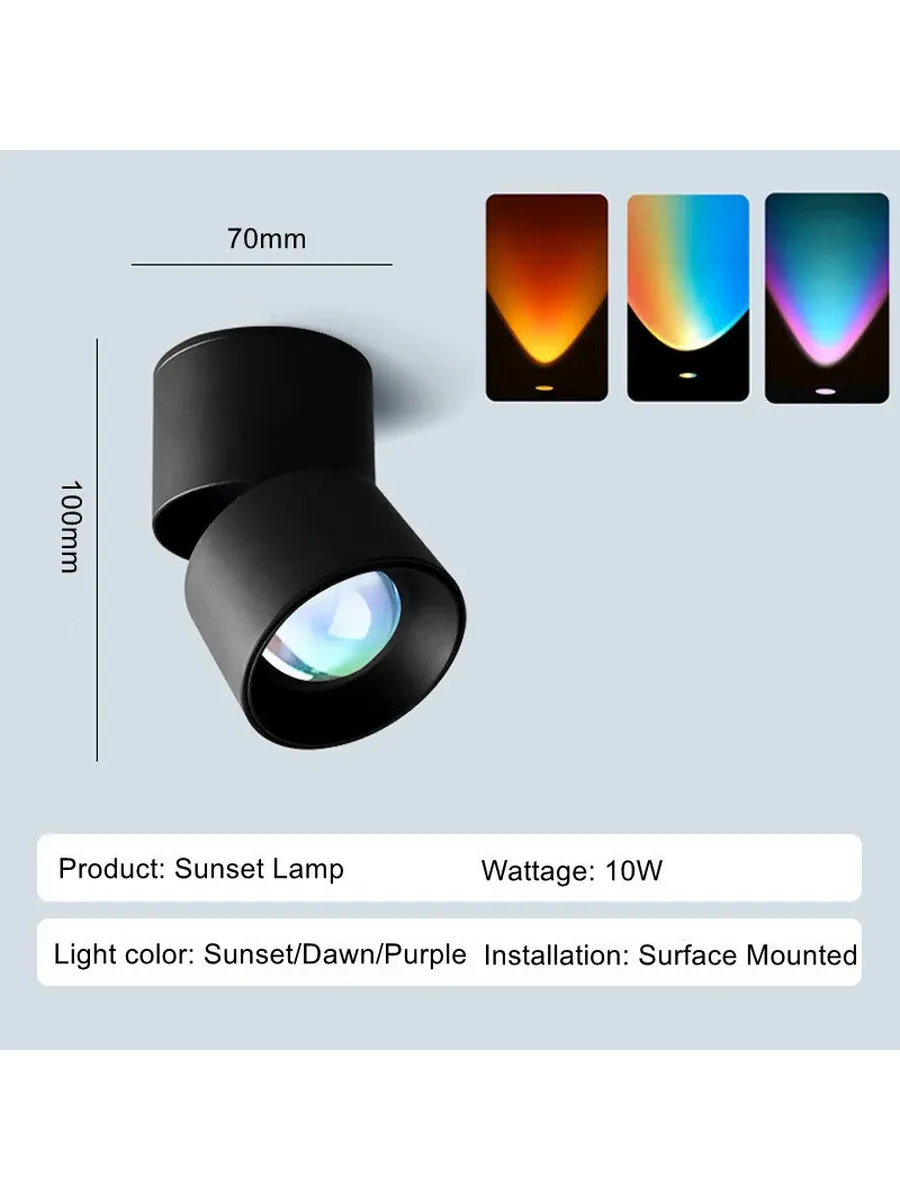 Потолочный прожектор Sunset Lamp 10W, черный